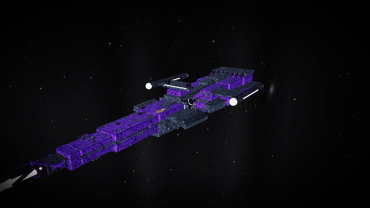 The violet battleship of a rival house, deep and saturated, proof the new palette stretches across the whole fleet.