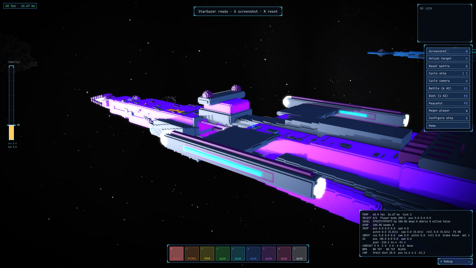 The same hull a breath later, its lit cells bleeding warm light into the void.