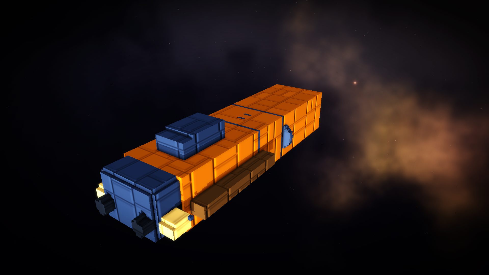 The Prospector, long and work-ready against the dark.